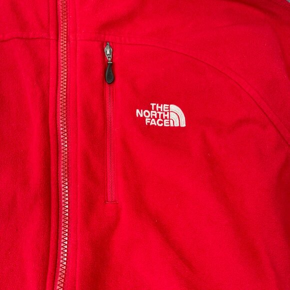 The North Face Jacket Mens L Red Gray TKA 100 Full Zip Fleece Hiking Outdoor - Picture 3 of 8